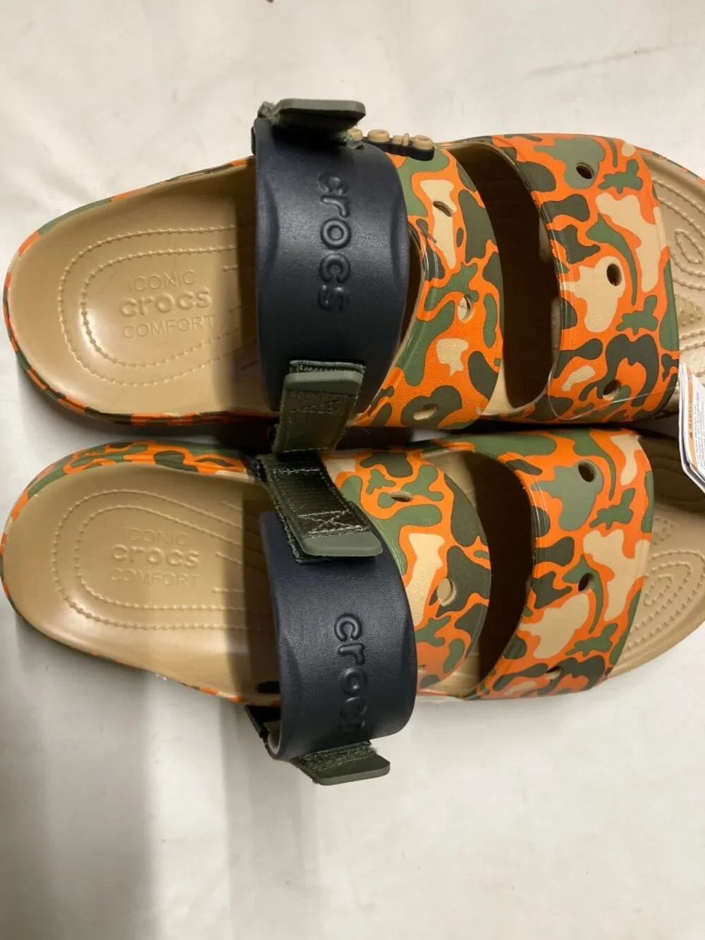 Crocs Classic Allterrain Camo Sandals Orange/Green Men Size 15 New With Tag